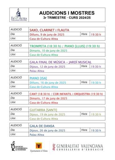 Audiciones 3º trim. 24/25