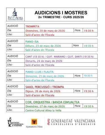 Audiciones 2º trim. 25/26