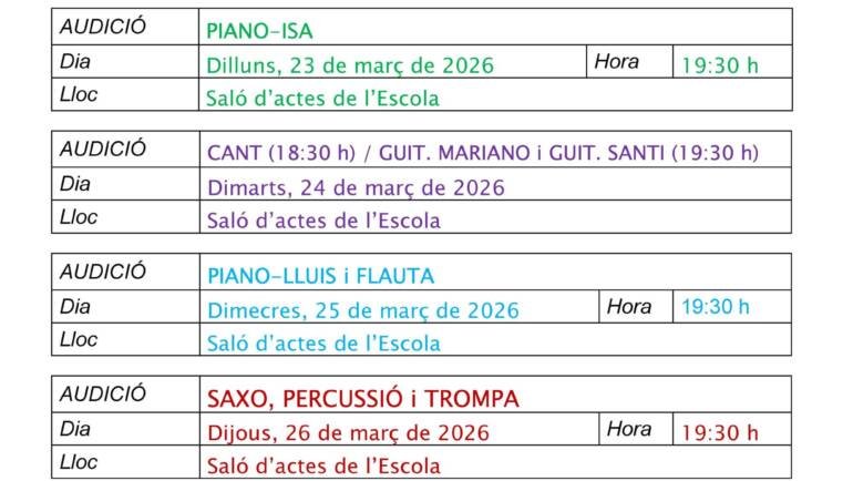 Audiciones 2º trim. 25/26