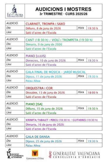 Audiciones 3º trim. 25/26